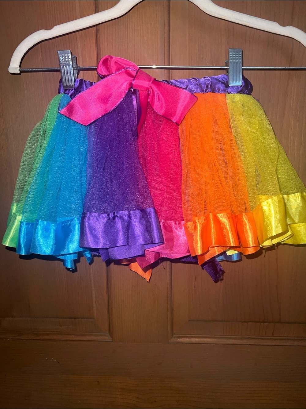 Kids Rainbow Tulle Skirt with Satin Bow
